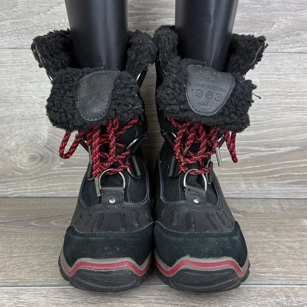 Pajar Alina Women’s Sz 7-7.5/EU 38 Black Red Warm Waterproof Snow Winter Boots